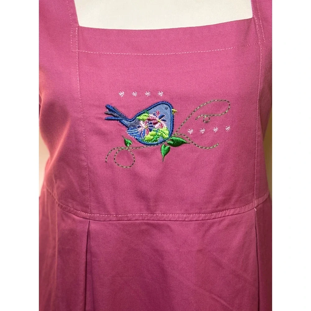 Blair Purple Embroidered Bird Sleeveless Dress Midi Length‎ Cotton Blend